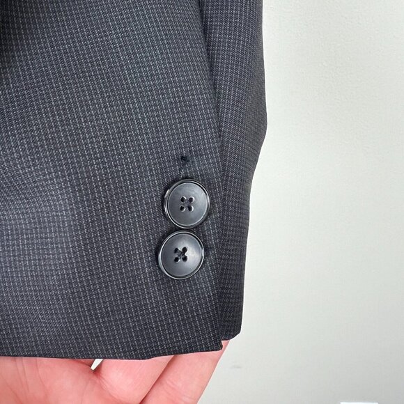 Hugo Boss Sport Coat Blazer Jacket Mens 42R Two Button Black Gray Super 100 Wool - Picture 9 of 16